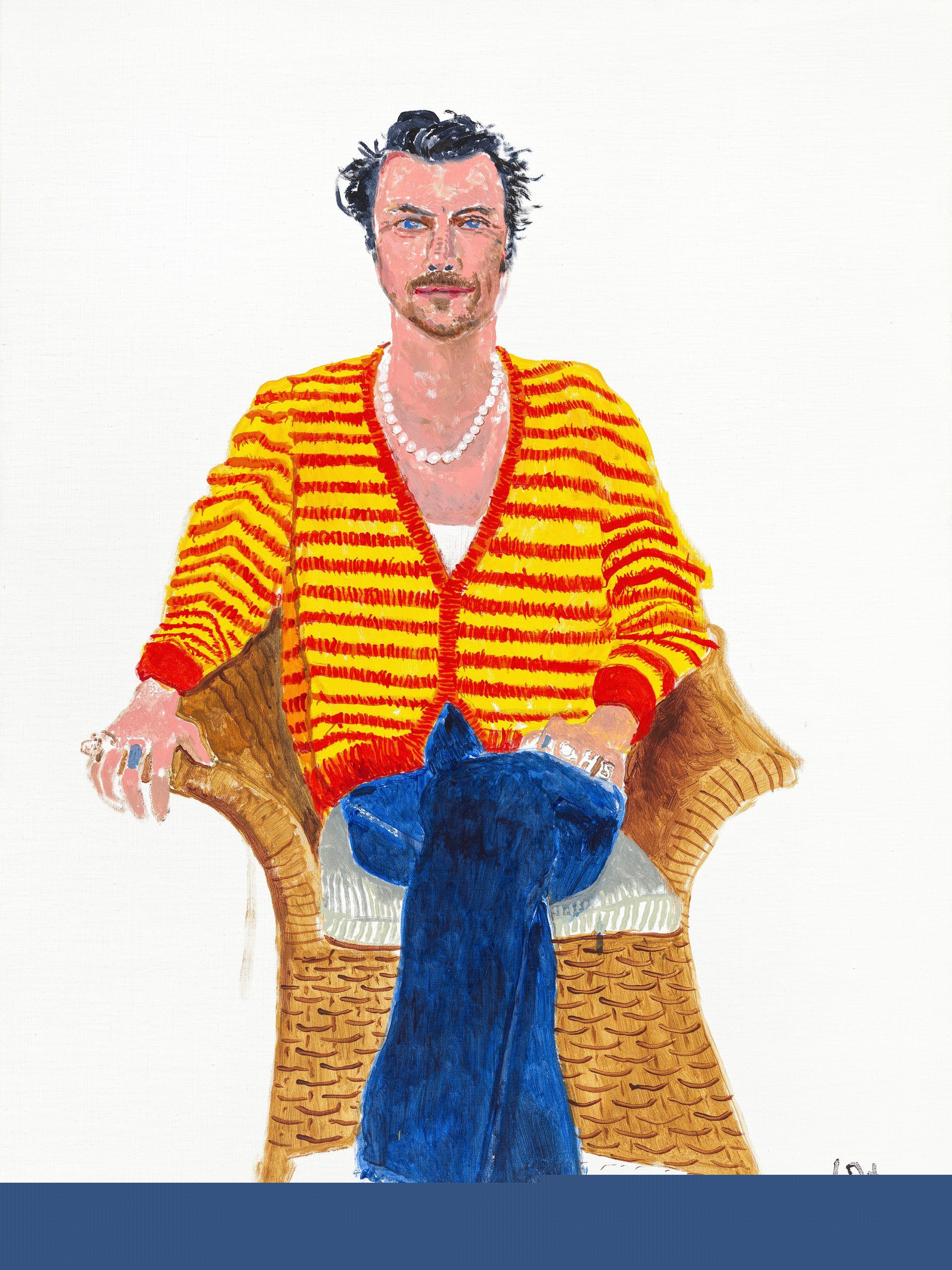 Harry Styles, 31st May 2022 by David Hockney. Acrylic on Canvas . 1219.2 x 914.4 mm. © David Hockney. Photo Credit: Jonathan Wilkinson , Collection of the artist