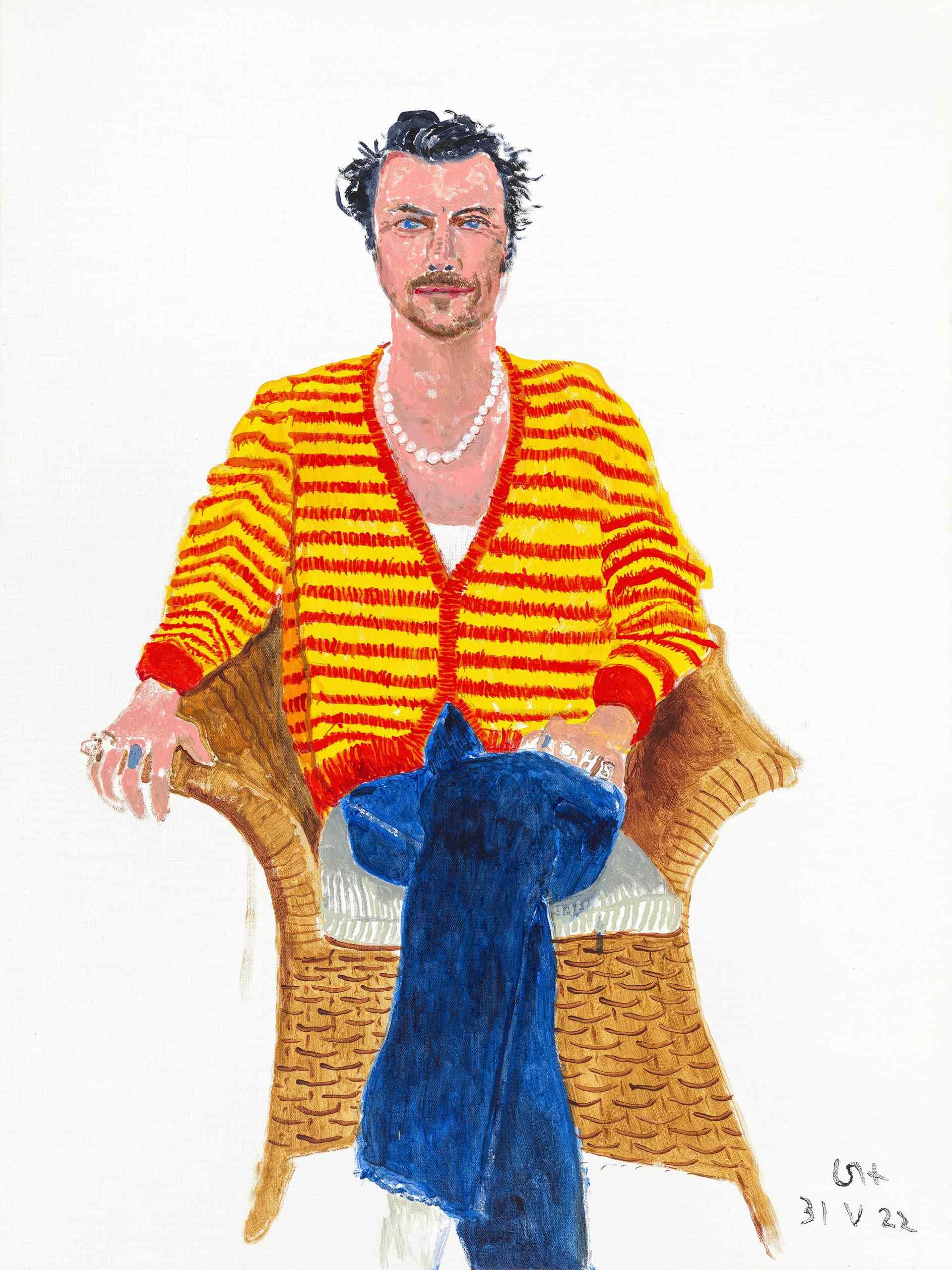 Harry Styles, 31st May 2022 by David Hockney. Acrylic on Canvas . 1219.2 x 914.4 mm. © David Hockney. Photo Credit: Jonathan Wilkinson , Collection of the artist